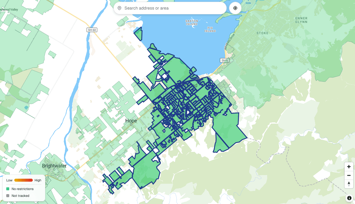 Map view showing a selected area with distinctive styling.
